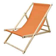 B-Ware Liegestuhl Strandliege Sonnenliege Gartenliege Klappstuhl Holz Orange