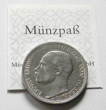 HESSEN: 3 Mark 1910 "ERNST LUDWIG", J. 76, vorzüglich, Zertifikat