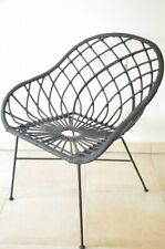 Rattanstuhl Korbstuhl Esszimmerstuhl 83x68 cm Metall Bambus Schwarz Skelettstuhl