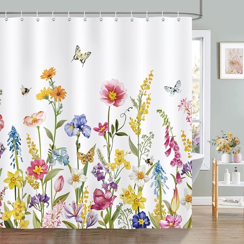 Duschvorhang bunte blumen - duschvorhang,
