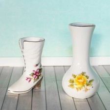 2x Miniatur Porzellan Stiefel