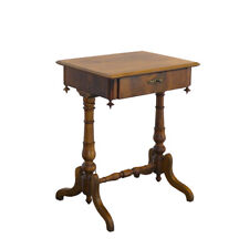 Nähtisch Beistelltisch Nähkästchen Gründerzeit antik Nussbaum B: 60 cm -11565-
