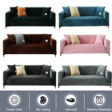 1/2/3/4 Sitzer Stretch Samt Sofabezug Sofa Überzug Ecksofa Abdeckung Sofahusse