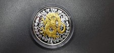 Somaliland 2012, Lunar Dragon / Drache, 1 Oz Ag, Gold-Applikation / gilded