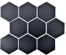 Hexagon Fliesen Schwarz Matt