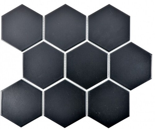 Hexagon fliesen schwarz matt - schwarz,