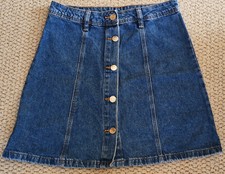 Jeansrock  kurz H&M Blau Jeansknöpfe Gr. 36 Damen Mädchen Steppnähte