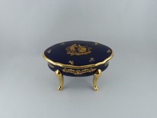 Vintage Porzellan Dose / Deckeldose Limoges France, Kobalt mit Golddekor