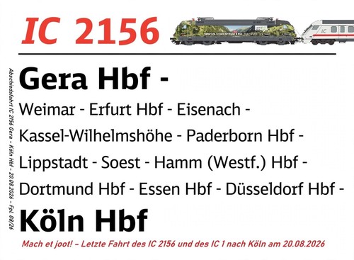Zuglaufschild 2156 gera - 2156,