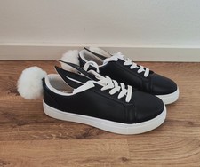 Damen/Mädchen Bunny-Sneaker Turnschuhe schwarz/weiß Häschen Hasenohren Gr 36 süß
