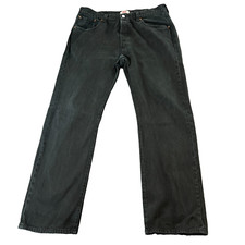 Levi's 501 Jeans Herren 36 32 * Red Tab Button Fly schwarz verwaschene Baumwolle normale Passform