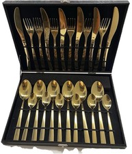 Luxus 24-teiliges Gold Besteckset aus Edelstahl im Koffer – elegant & modern