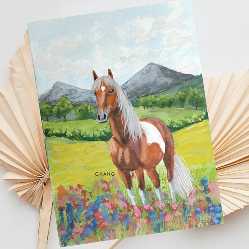 Pferd auf einer blumenwiese - auf, in