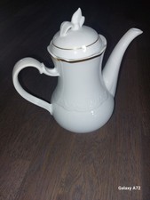 Porzellan Kaffee Kanne von  RC Royal weiß mit Deckel 1,3 l unbeschädigt