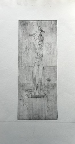 Aquatinta stehender weiblicher - aquatinta,