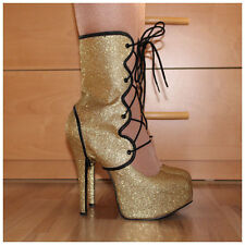 Plateau Pumps Gr. 40 / US10 goldfarben 15 cm Absatz Pleaser Bordello Teeze 31G