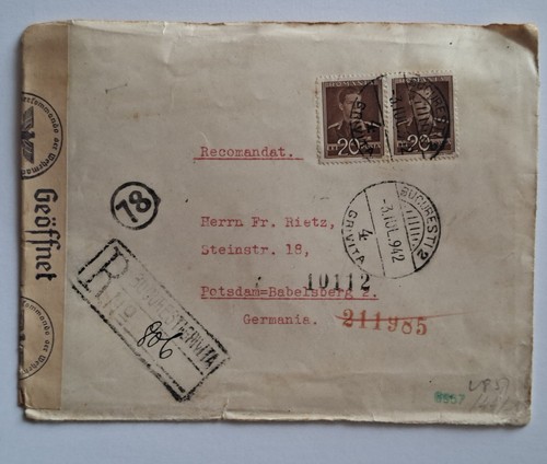 Rümänien einschreiben 1942 - einschreiben,