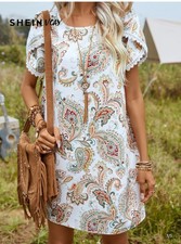 Damen Tunika Kleid Paisley