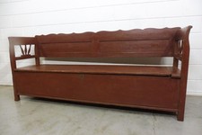 Antiker Truhenbank Küchenbank Sitzbank Bank aus Weichholz Shabby chic dunkelrot