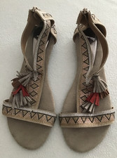 Sandalen Indian Summer - beige braun - Pailetten flach Gr. 42 - TOP