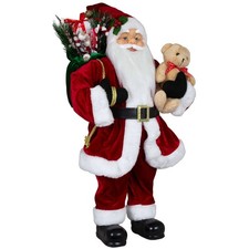 Weihnachtsmann 60cm Santa Figur rot Samt Mantel Deko Nikolaus Weihnachtsdeko