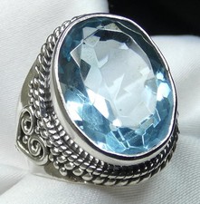 ? Gr. 55 (17,5) • Prunkvoller Blautopas-Ring 925 Silber • Majestätisch & Edel?