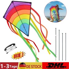 Drachen Bunt Delta Flugdrachen Kinder + 80m Drachenschnur Einleiner Lenkdrachen