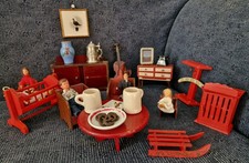Rote Puppenstube n Möbel *