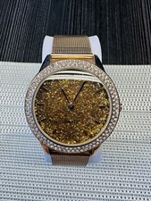 Damenuhr Frauenuhr Rotgold Glitzer Bling Mesh Milanaise Luxus MONOPOL 18/253