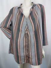 Deerberg Damen Langer Bluse Tunika V-Ausschnitt 100 % Leinen Gr. XXL