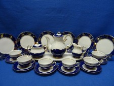 Zsolnay Pecs Hungary Ungarn Mokkaservice für 6 Personen 22 tlg. Kobalt Golddekor