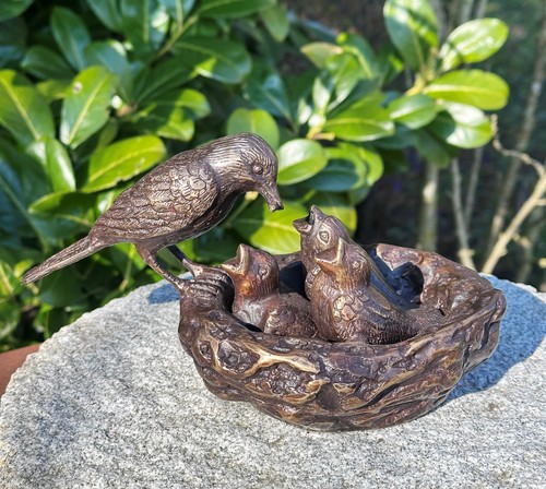 Bronzefigur vogelnest 12x21cm - bronzefigur,