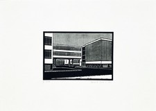 Original Linolschnitt "Bauhaus