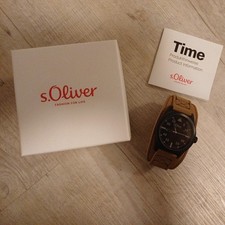 s`Oliver Herren Quarz Fliegeruhr SO-15151LQR mit Unterleder Armband 3ATM UVP139€