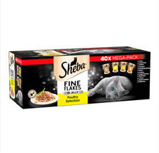 Sheba Fine Flakes Geflügelauswahl in Gelee Adult Katzenfutter 85g 40er Pack