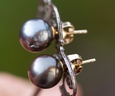 Goldohrringe 14 ct Echte Große Tahiti PerlenNeuwertig