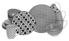 CreaTable New Style Black Schwarz Kombiservice 16-tlg Steinzeug