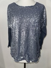 Glitzer Pulli Shirt In Blau Gr