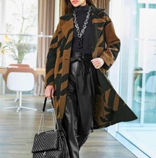 Heine Oversized-Strickmantel mit Muster, cognac-schwarz  Gr. 46/48, 48/50