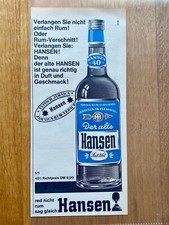 Der alte Hansen Rum Flensburg Original 1967 Vintage Advert Werbung Reklame