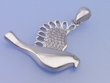 Echt 925 Silber Anhänger Taube mit Zirkonia rhodiniert Anlaufschutz Frieden 