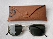 B&L Ray Ban Sonnenbrille W 1537 Deco Metal Square. Silber. Bausch&Lomb Vintage.