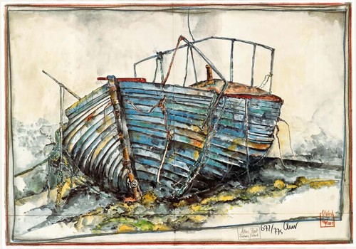 Kunstdruck altes boot - kunstdruck,