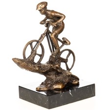 Skulptur Ein Mountainbiker aus Bronze auf schwarzem Marmor nach Nick