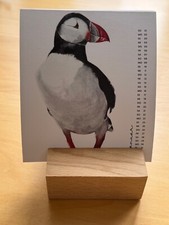 Schöner Tisch-Kalender 2024 mit 12 tollen Aquarell-Tier-Motiven im Holzblock