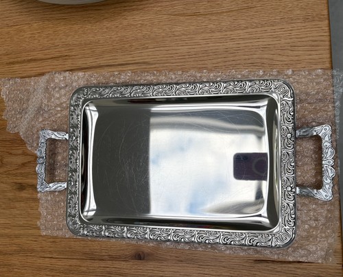 Tablett silberfarben gross mit