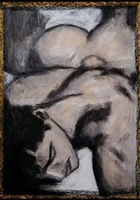 Mann Portrait Gemälde Papier A4 Ölpastell Kunst Painting Oil Pastel Art Paper A4