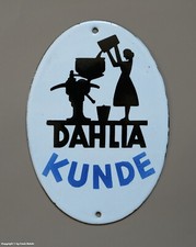 ALTES Email-Türschild - DAHLIA KUNDE - wohl um 1930