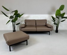 Rolf Benz Plura 380 Leder Sofa Couch Liege Relaxfunktion Braun Schwarz + Hocker