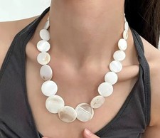 Perlmutt runde Platten Collier